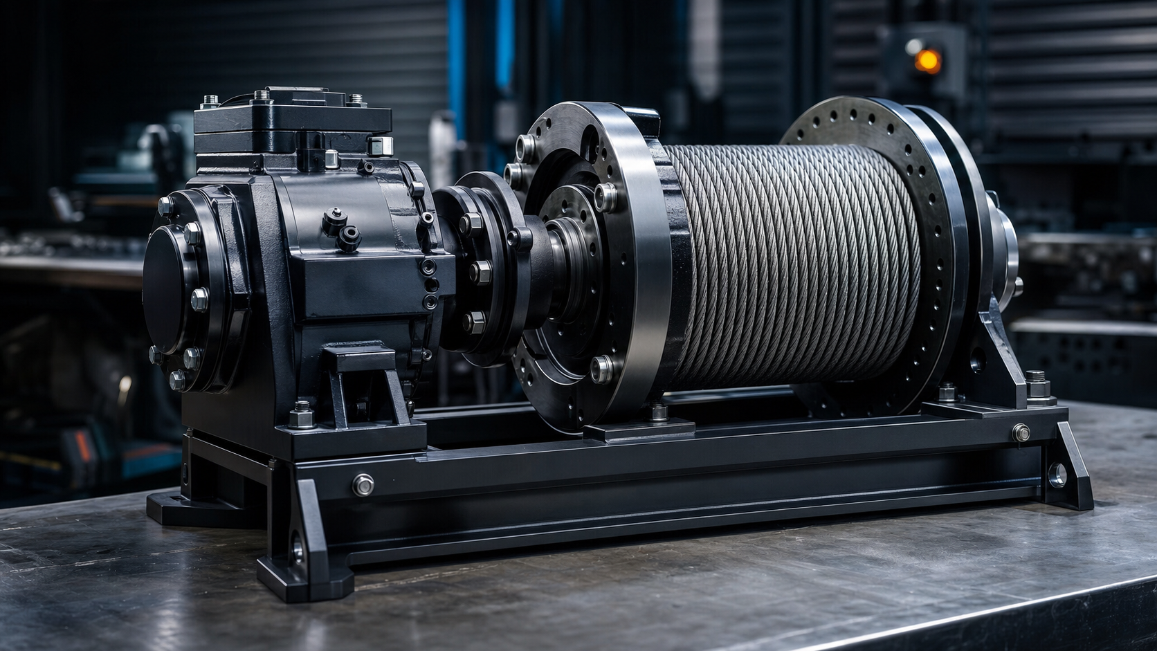 Complete industrial winch assembly